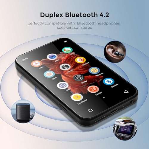 TIMMKOO 72GB MP3 Player with Bluetooth, 4.0" Full Touchscreen Mp4 Mp3 Player with Speaker, Portable HiFi Sound Mp3 Player with Bluetooth, Voice Recorder, Can't Download Apps (Black) 2