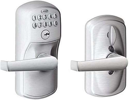 Schlage, Brushed Chrome FE595CS V PLY 626 ELA Plymouth Light Commercial Electronic Keypad Lock with Elan Lever & Schlage BE365CAM619 BE365 Camelot Keypad Deadbolt, Satin Nickel 2