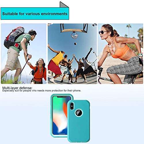 Case for iPhone Xs Max Heavy Duty Protective Cover for Men Women Shockproof Full Body Protection Anti Scratch Shell Hard Hybrid Soft Silicone Phone Cases for iPhone Xs Max + Stylus (Mint Green) 3