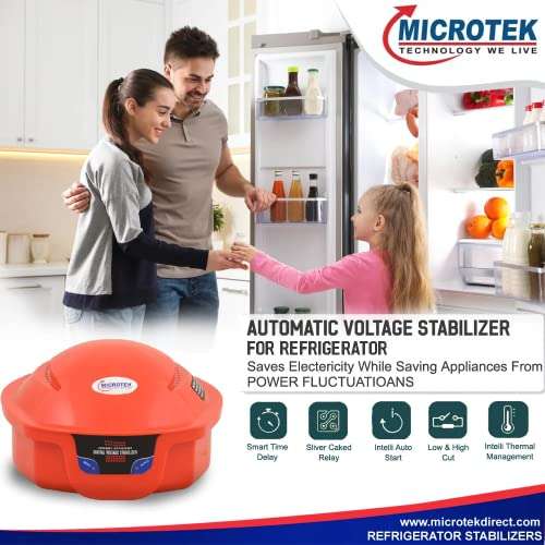 Microtek EMR 4013 Automatic Voltage Stabilizer Used for 1 Refrigerator Upto 600 LTR/1 Deep Freezer Upto 4Amps, Working Power 130V-295V(Red) with 3 Year Warranty 5