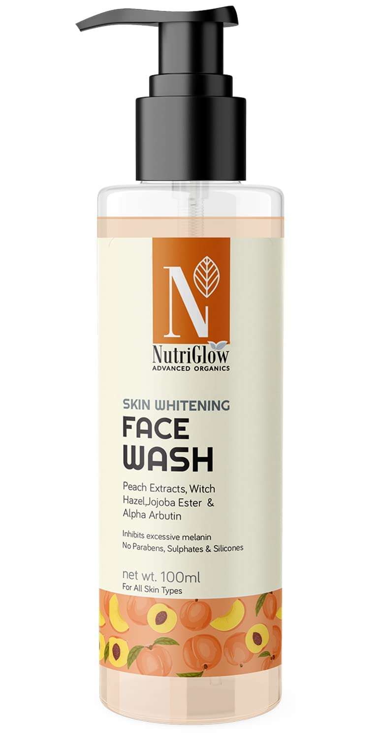 NutriGlow Advanced Organics Advanced Organics Skin Whitening Face Wash With Peach Extracts/All Skin Types, 100 ml 1