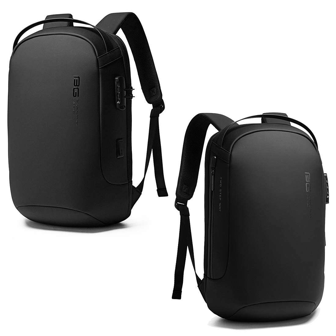 BANGE Water Resistant Anti-Theft Unisex Travel Laptop Backpack with USB Charging and Password Number Lock (Black) 4