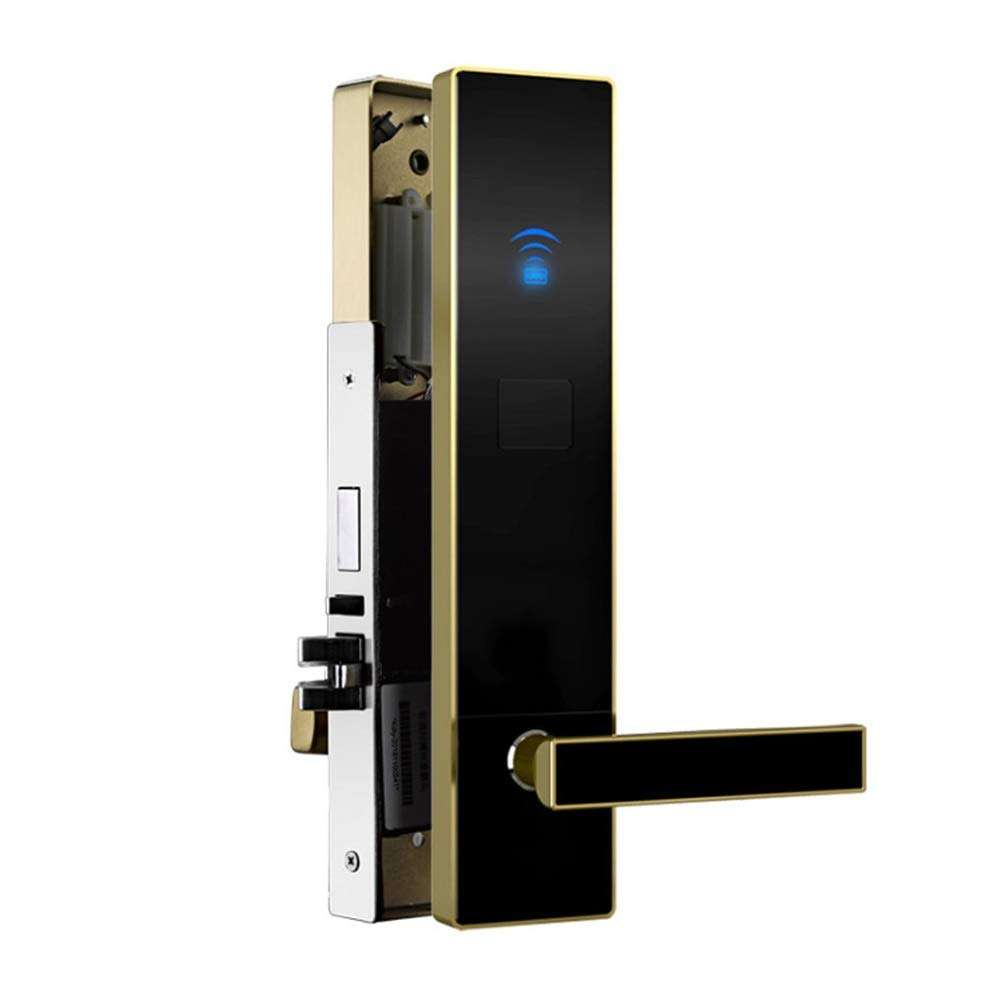 FEPDW Durable Electronic Smart Door Lock Key and Card 2 Way Safe Home Entry Tools Door Levers Handle (Color : Gold, Size : One Size) 1