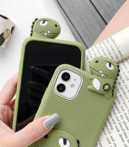 TopFunny Cases for iPhone 11 Case Silicone Cartoon 3D Cute Animals Design Soft TPU Slim Fit Rubber Bumper Protective Cover Shockproof Case Compatible with iPhone 11 6.1" Dinosaur 6