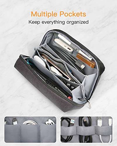 Inateck Electronics Organizer, Water-resistant Portable Travel Cord Organizer, Electronics Accessories Carrying Case, Cable Organizer Bag for Cable, Cord, Charger, Phone, Earphone (Black) 5