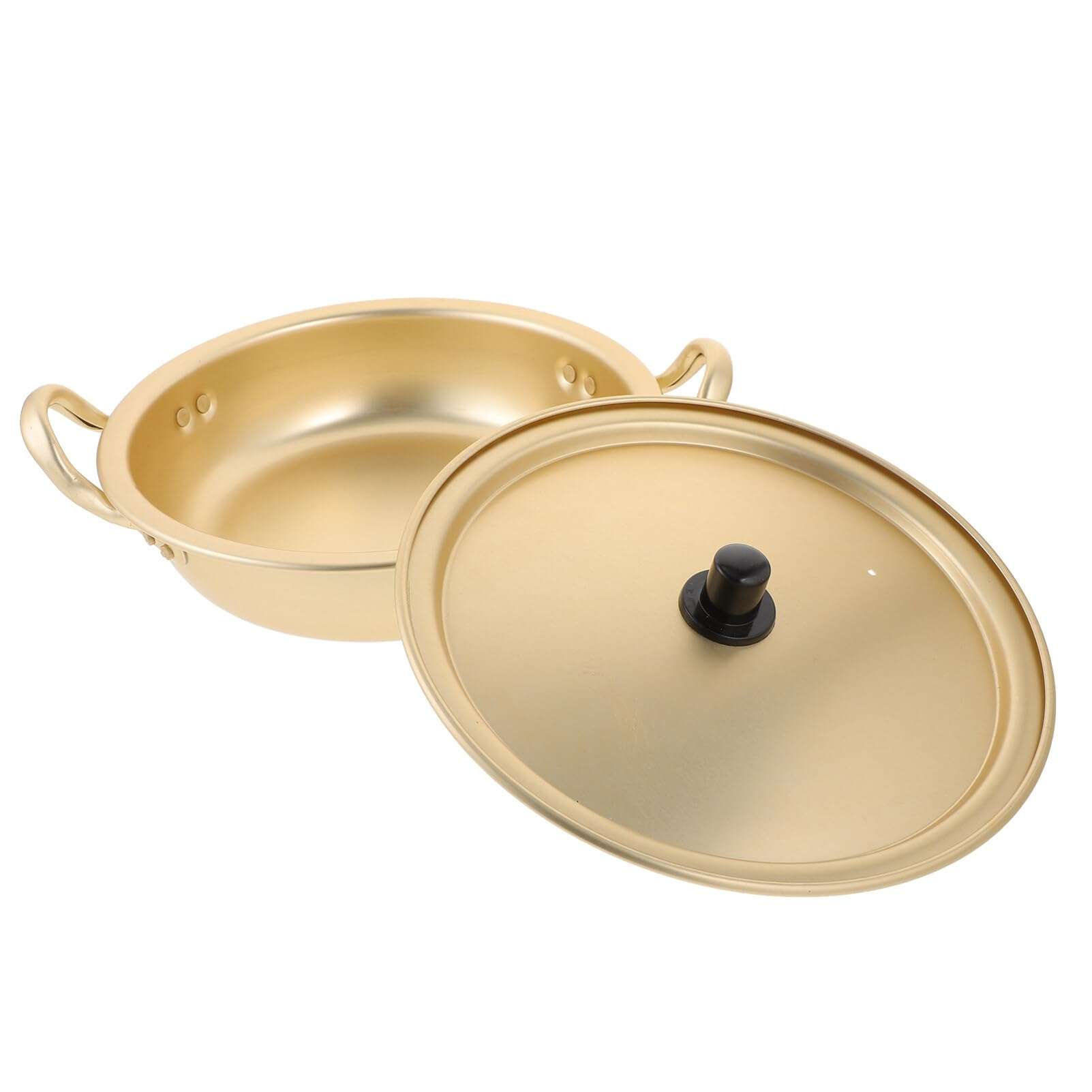 Luxshiny Korea Ramen Pot, Korean Ramen Cooking Pot with Lid Korean Noodle Pot Aluminum Noodle Hot Pot Shin Ramyun Pot for Kitchen Cookware (double Handle) (8.6in) 1