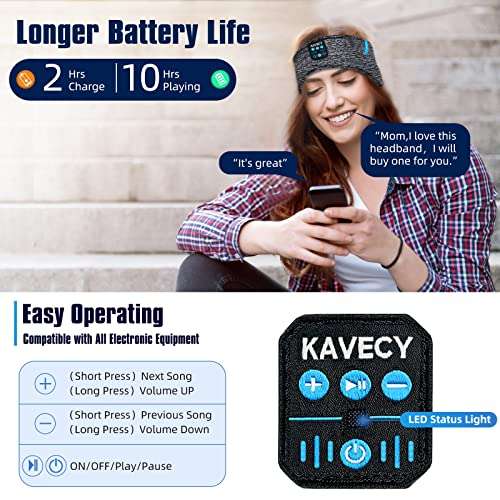 Soft Headband Wireless Headphones for Sleep, Wireless Sleep Earbuds, Comfortable Headphones for Sleeping with Thin HD Stereo Speakers, Sleeping Headsets for Workout, Insomnia, Travel, Yoga, Sport 4