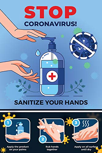 Yellow Alley Coronavirus Poster - Sanitize Your Hands poster -Posters for Hospitals, Cabins, Industries|Awareness Posters|Poster For Public Places|Medical Poster|Self Sticky 240 GSM Poster