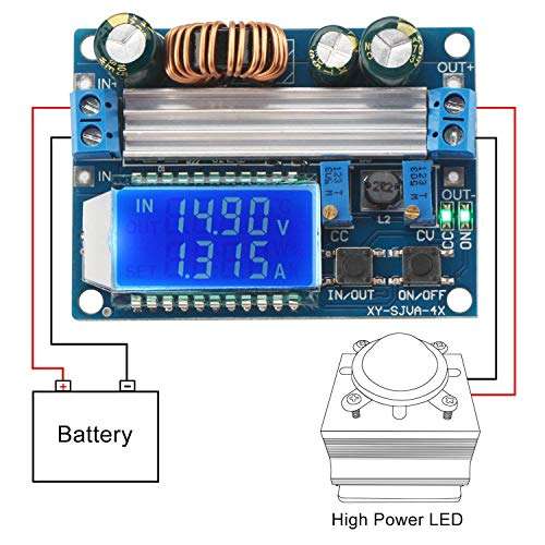 REES52 Buck Boost Converter Display, Buck-Boost Board DC 5.5-30V 12v to DC 0.5-30V 5v 24v Adjustable Constant Current Voltage Step UP Down Voltage Regulator 4A 35W Power Supply Module 4