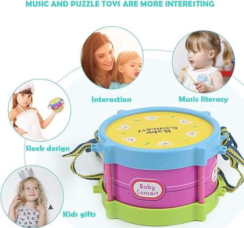 Toddler Musical Instruments Toys, Baby Maracas Shakers Percussion Mini Drum Set for Toddlers Preschool Boys and Girls（Random Color） 3