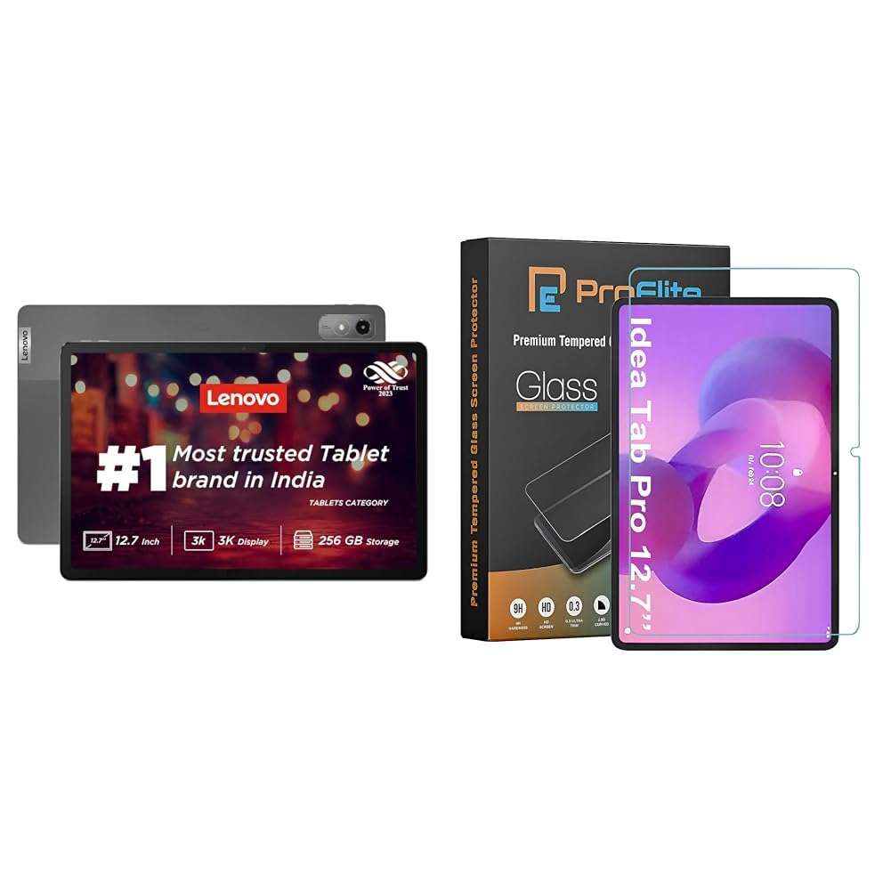 Lenovo Combo Tab P12|12.7 Inch,3K Display|8 Gb,256 Gb (Expandable Up to 1 Tb)|10200 Mah Battery Grey with ProElite Screen Protector P12 12.7/ Idea Tab Pro 12.7 inch 2025 1