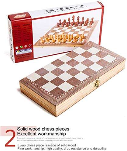 WUYAOCHUN Chess Set Board Game Folding Travel Portable Chess Set, Wooden Chess Game Backgammon Set, Portable Folding Travel Chess Board Game Gifts for Kids and Adult DG59 5
