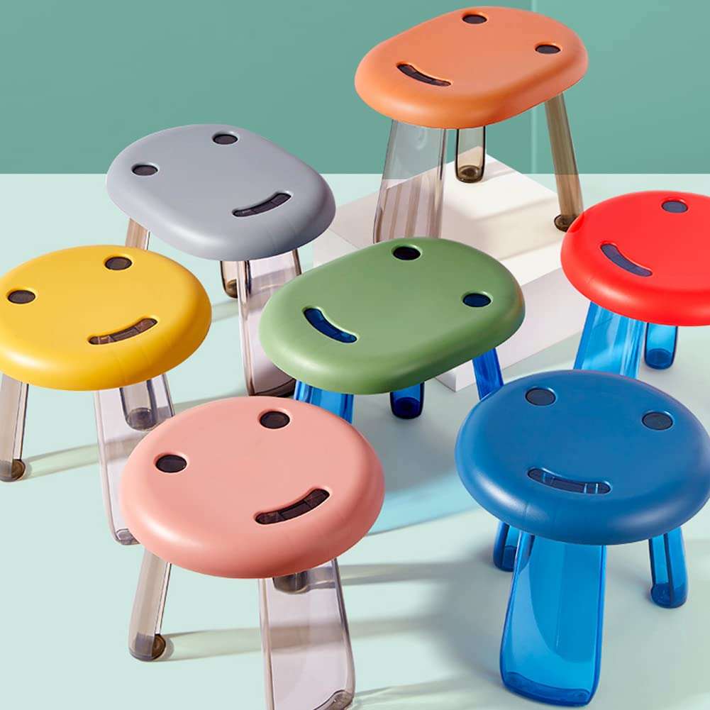 WAYUTO Cartoon Children Plastic Smile Face Kids Round Stool Chair Toddler Sitting Kindergarten Stool Shoes Changing for Home, Bedroom, Living Room Decoration 6