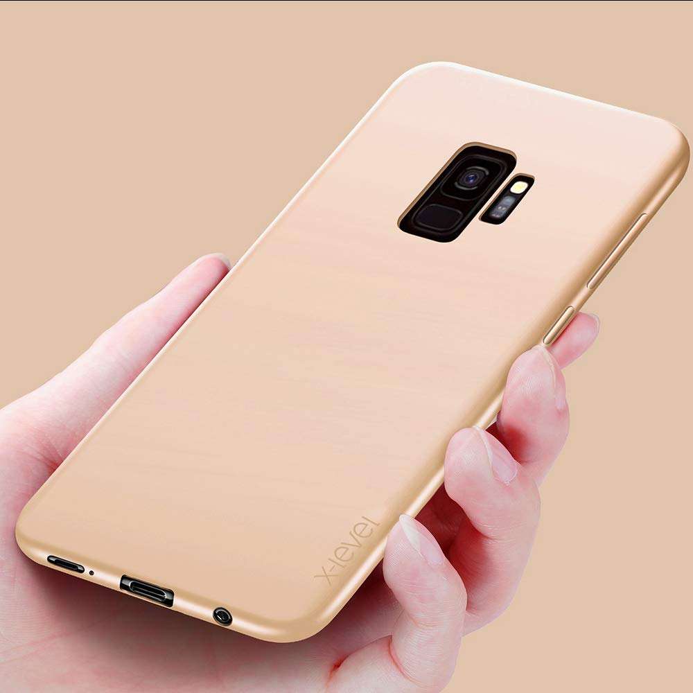 X-level for Samsung Galaxy S9 Case, Slim Fit Soft TPU Ultra-Thin Mobile Phone Cover Matte Finish Coating Grip Phone Case for Women for Galaxy S9-Gold 5