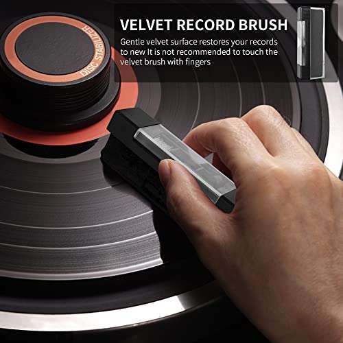 Anti-Static 200ML (6.7oz) Audiophile LP Vinyl Record Cleaning Brush Kit Velvet Record Brush, XL Cleaning Liquid, Stylus Brush Travel Pouch 2