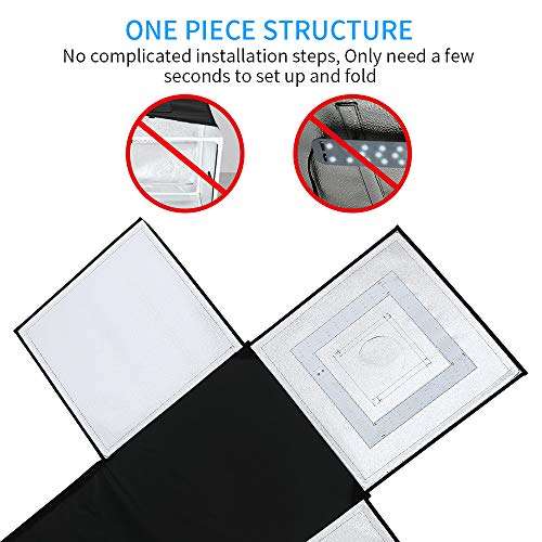 ShowMaven Photo Light Box, Portable Folding Photography Studio Box Booth Shooting Tent Kit with 5 Backdrops & Phone Holder & Tripod Stand for Photography 3