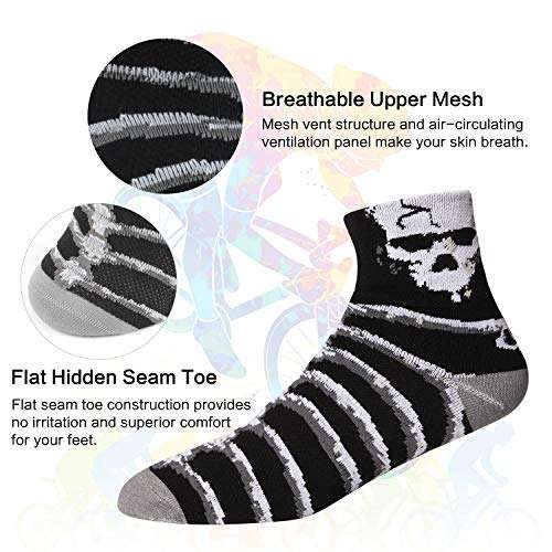 LIN Men's CoolMax Cycling Socks -Performance Moisture Wicking Ankle Socks for Mountain Bike, Road Bicycle ,3 Pack 3