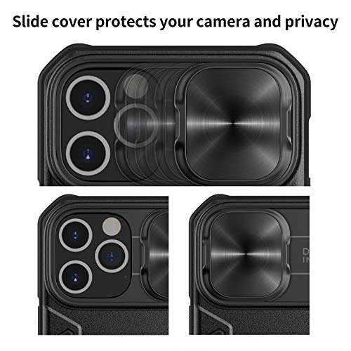 Nillkin Designed for iPhone 12/12 Pro Case - CamShield Armor Case with Kickstand Ring and Camera Cover, Military Grade Shockproof Cover 6.1 inch, Black 3