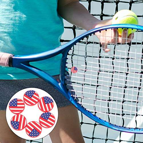 PartyKindom 6PCS American Flag Tennis Dampener, Silicone Vibration Dampener for Tennis Racket String, Home Decor 4th of July 6