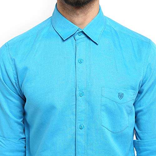 Mufti Mens Slim Collar Slub Shirt (Sunset, M) 6