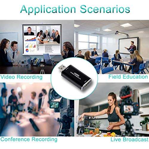 HDMI Capture Cards, HDMI to USB 1080P USB 2.0 Video Capture Card, Record via DSLR Camcorder Action Cam to PC or Mac for Gaming, Streaming, Teaching, Video Conference or Live Broadcasting 6