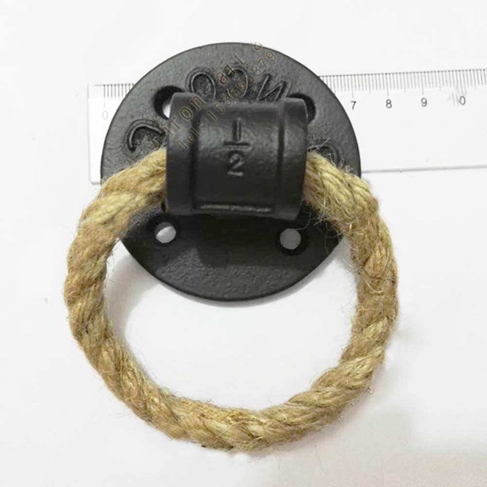 Black Drop Ring Pull Hemp Rope Knob Barn Door Pull Handle Dresser Drawer Pulls Antique Knobs Handles Rustic Kitchen Cabinet Knob Hardware(SZ01-75mm) 3