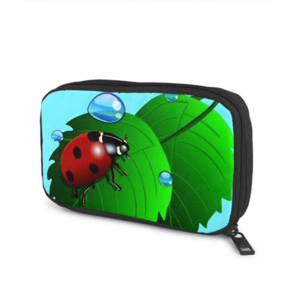 Electronics Accessories Organizer Bag Ladybird On Grass Water Drops Illustration Electronics Organizer Cable Bag Organizer for Musicians Storage Bag of Cases for Cable, Charger, Phone, USB, Sd Card 1