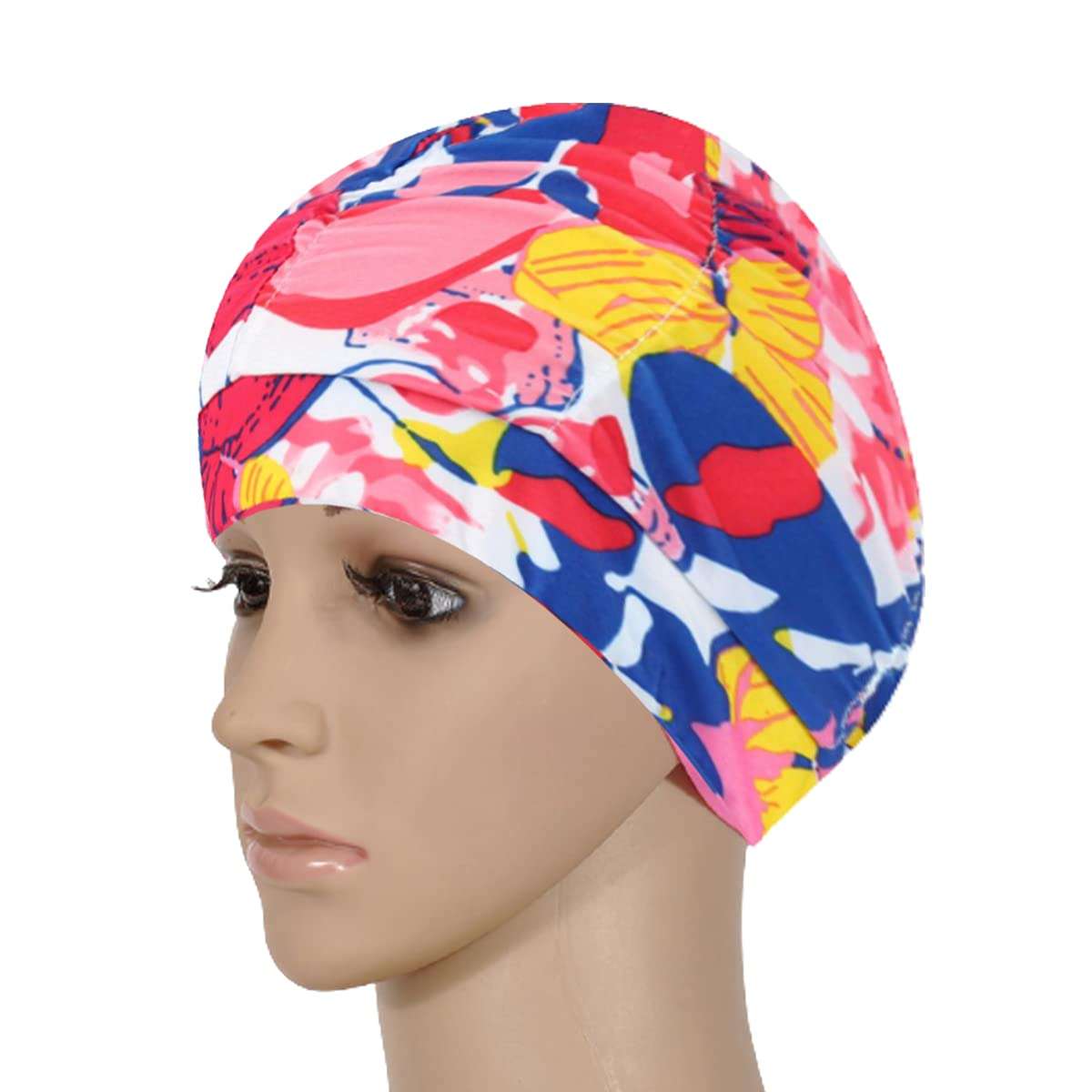 Misgirlot Pleated Swimming Cap Long Hair Swim Cap Nylon Cloth Swim Cap Durable Elastic Swim Hat Colorful Bathing Cap for Adult Men and Women 2