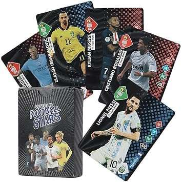 SHOPISTRY - Black World Football Stars Trading Cards, 55-Pack, Waterproof Black Cards with Golden Metal Texture, International Soccer Players Collection 4