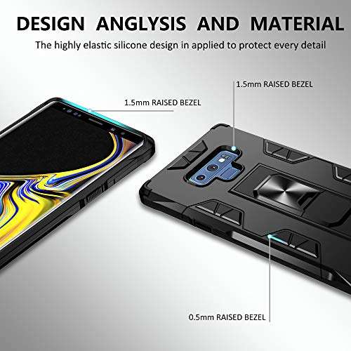 Compatible for Samsung Galaxy Note 9 Case with HD Screen Protector, Gritup Military Grade Dual Layer Protective Shockproof Cover Built-in Magnetic Kickstand Phone Case for Samsung Note 9, Black 4