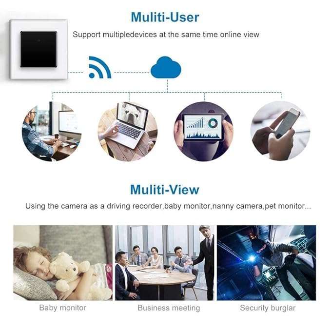 WiFi 4k Full HD Wireless WiFi Charger Camera Night Vision Security Camera, 1080P Surveillance Adapter for Home & Office 3