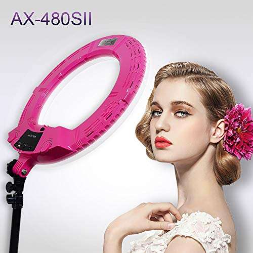 Yidoblo Ring Light Kit [Upgraded Version-1.8cm Ultra Slim]-18 inches,3200-5600K,Dimmable LED Ring Light with Light Stand, Phone Clip,Hot Shoe Adapter for Portrait Makeup Video Shooting (S Rose red) 2