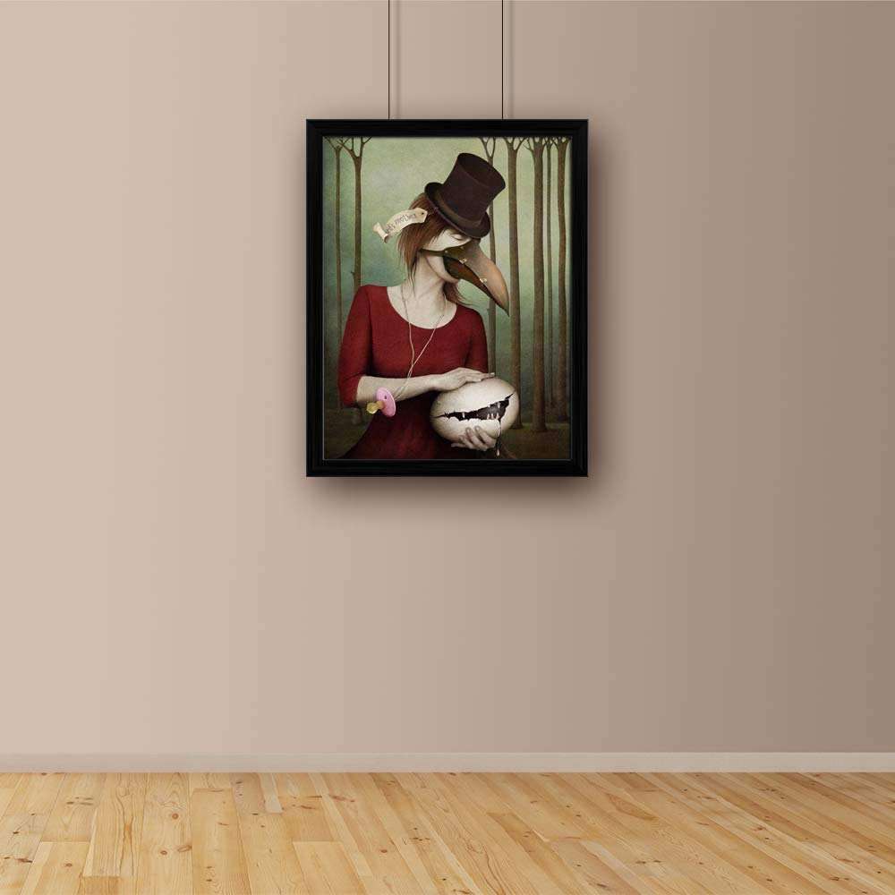 ArtzFolio Conceptual Art With Girl An Child Egg Tabletop Painting Black Frame 10 x 12.6 inch (25 x 32 cms) 1