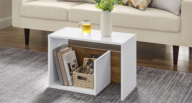 Wooden Side Table - Night Stand & End Table Organiser - Space Saver Storage Organizer - Bedside Furniture for Bedroom,Living Room,Hallway, 60x21x40 cm 3