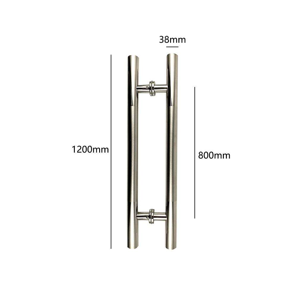 JF-Handrails 304 Stainless Steel Glass Door Handle, Round Tube Sliding Door Handle, Suitable for Wooden Doors/barn Doors, 14 Sizes (Size : 38×1200×800mm) 2