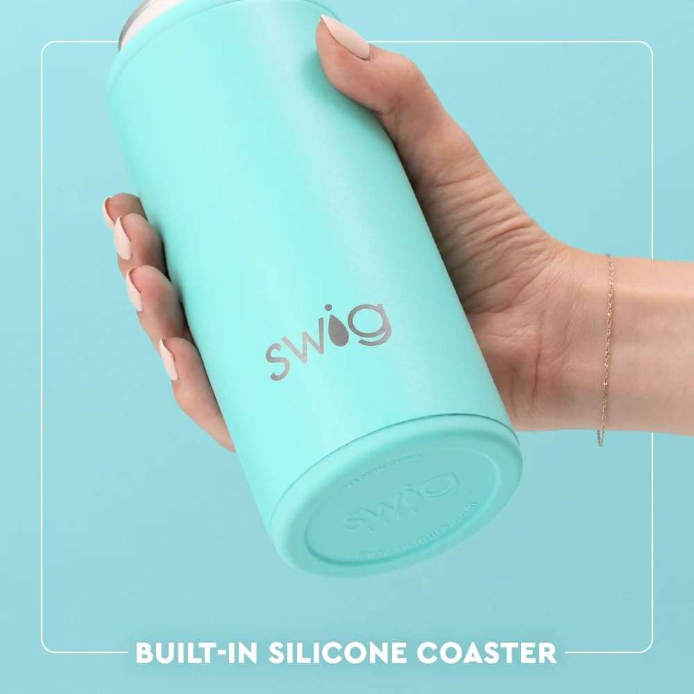 Swig Life Skinny Can Cooler, 12oz Insulated Slim Can Holder, Stainless Steel Cans Cooler, Covers for Tall Beer Bottles, Beach Accessories for Women (Miss Independence) 5