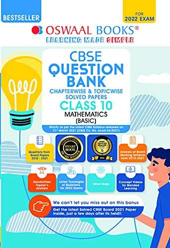 Oswaal CBSE Question Bank Class 10 Mathematics Basic Book Chapter-wise & Topic-wise Includes Objective Types & MCQ's [Combined & Updated for Term 1 & 2]