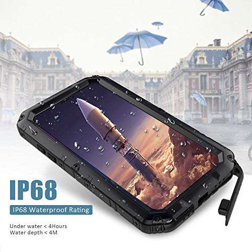 Mitywah Waterproof Case for iPhone Xs MAX, Heavy Duty Military Grade Shockproof Case Built-in Screen Protector, 360° Full Body Protective Armor Metal Phone Case for iPhone Xs MAX, Black 3