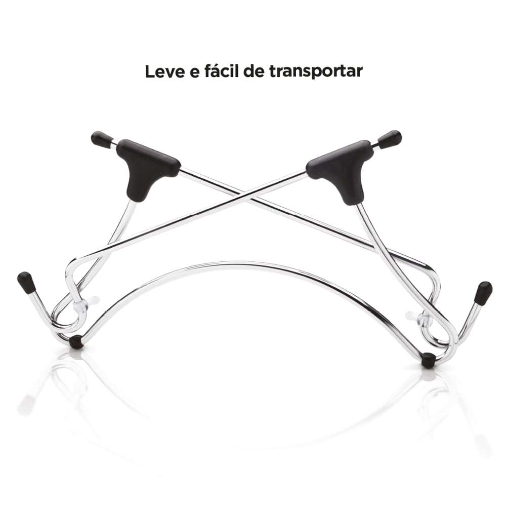 Octoo Universal Folding Laptop Stand Compatible w/Apple MacBook Pro & Air - Lightweight Adjustable Notebook Riser for Long-Lasting Ergonomic Comfort, Chrome 3