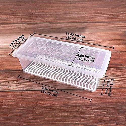 SmetchkartFood Storage Container with Removable Drain Plate and Lid 1500 ml Fridge Storage Box Stackable Plastic Freezer Storage Containers To Keep Fresh for Fish, Meat, Vegetables, Fruits (Pack Of 2) 6