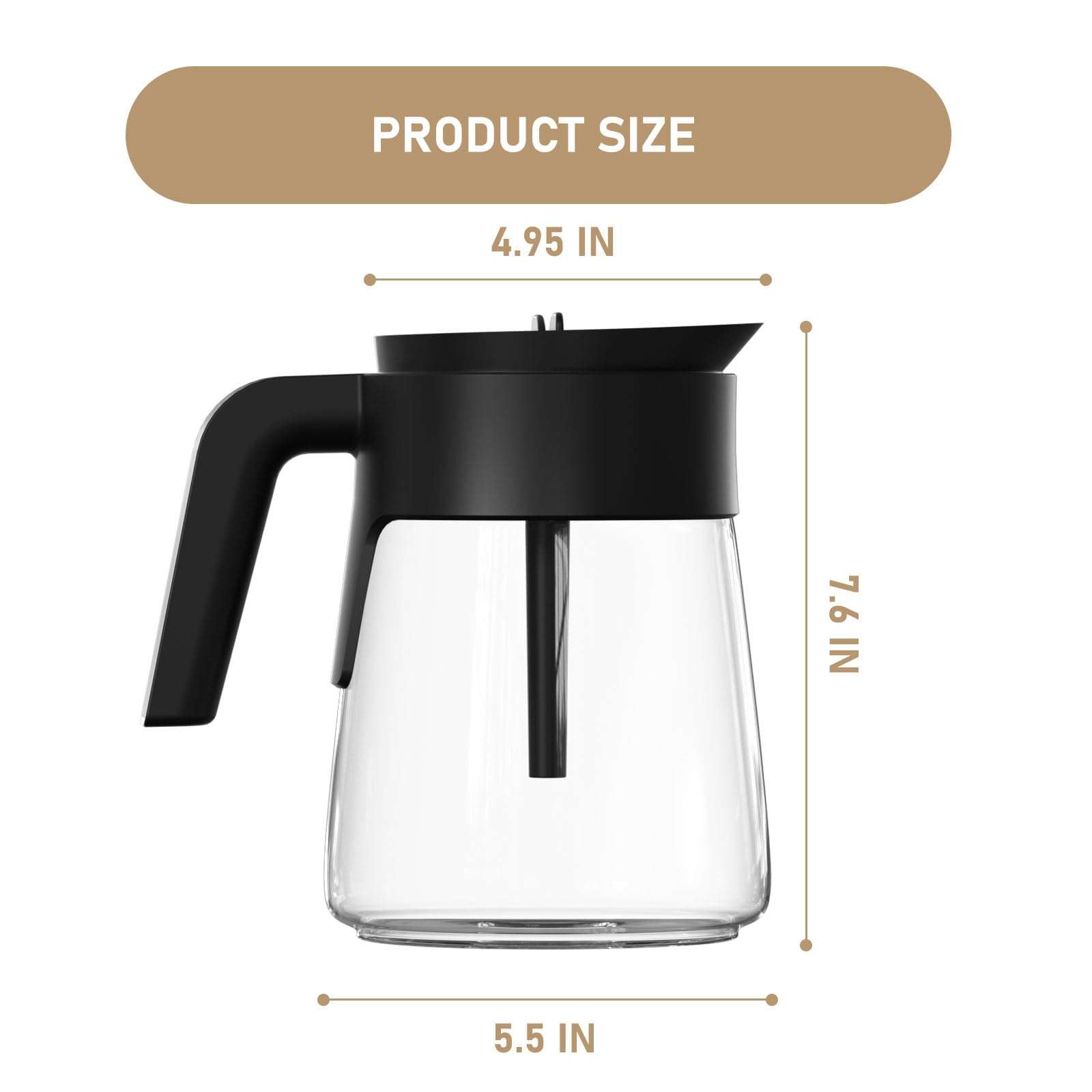 12 Cup Coffee Maker Carafe Replacement Pot Compatible with Ninja Coffee Maker CFP101 CFP201 CFP301 CFN601 CM401 CFP200 CFP250A CFP300 CFP305 CFP307 CFN602 CM400 CM401 CF090 CF091 CF092 6
