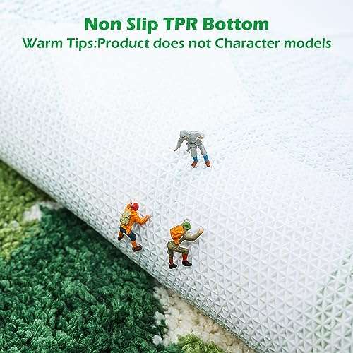 Baahrnom Tufted Bathroom Rugs 32" x 20" Extra Soft Green Bath Mat Machine Washable Cute Leaf Rug Non Slip Durable for Kitchen Bedroom Toilet 3