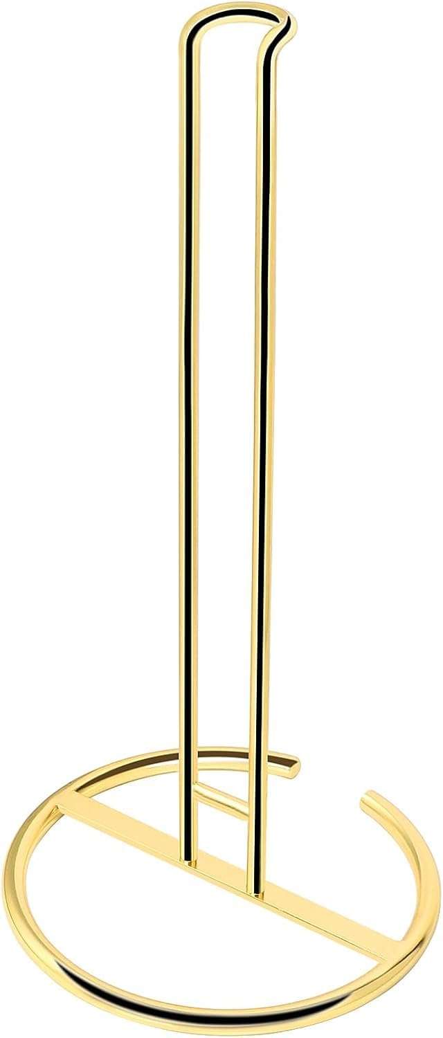WOOD ART STORE Paper Towel Holder Countertop, Sturdy Paper Towel Stand Dispenser-All Metal, Standard Size for Table Countertop, Farmhouse, Living Room (Golden Finish)