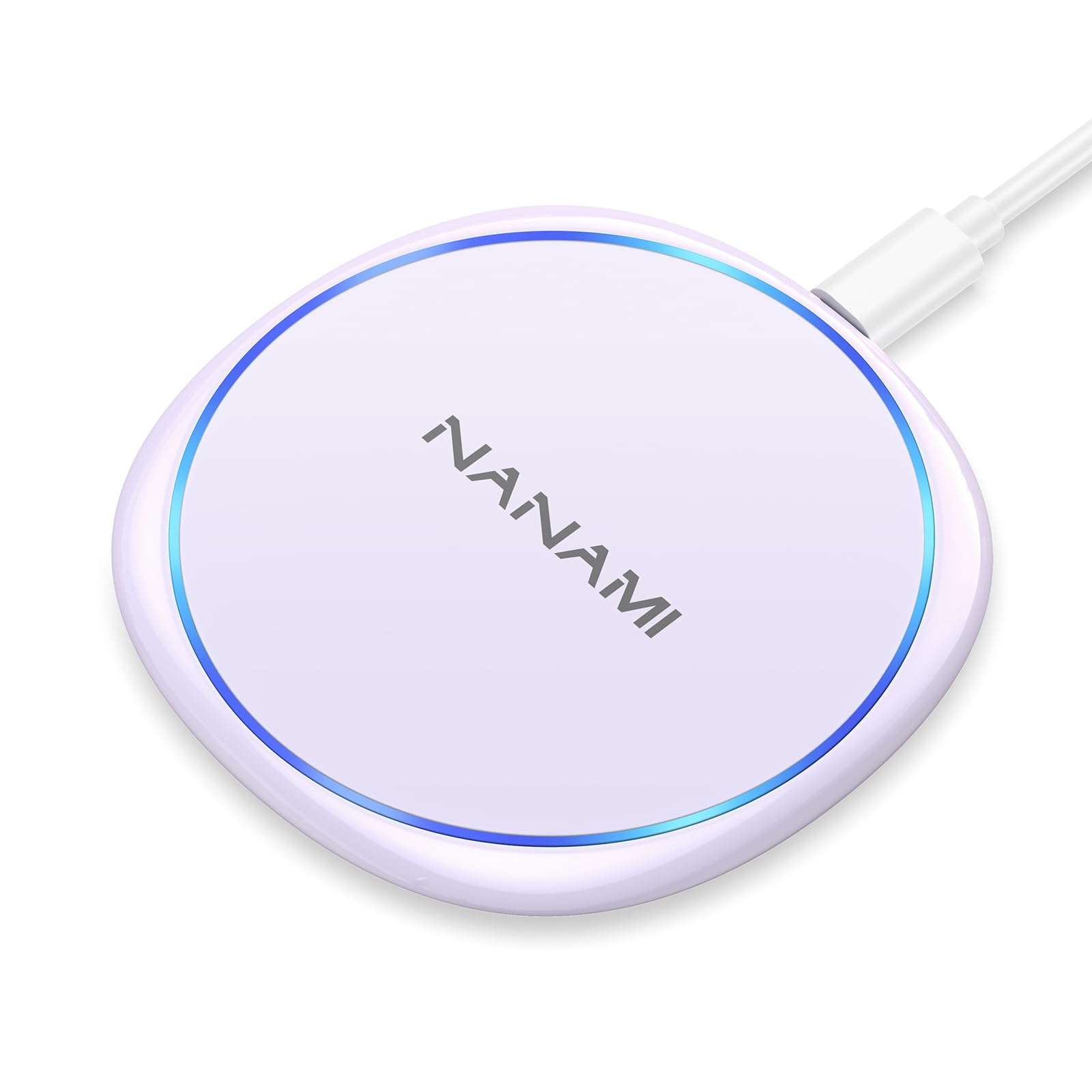 NANAMI 10W Max Wireless Charger Pad, Fast Charging Compatible with iPhone 17/16/15/14/13/12/11/SE Series, Samsung Galaxy S26/S25/S24/S23/S22/S21/S20, AirPods 2/3 - Adapter Required (Sold Separately) 1