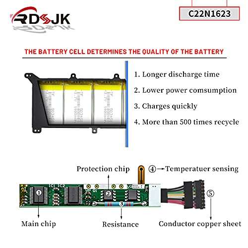 C22N1623 Laptop Battery for Asus ZenBook 3 Deluxe UX490 UX490U UX490UA UX490UA-1A UX490UA-1C UX490UA-BE033T UX490UA-BE087T UX490UA-BE108T Series 0B200-02400100M 7.7V 46Wh 4