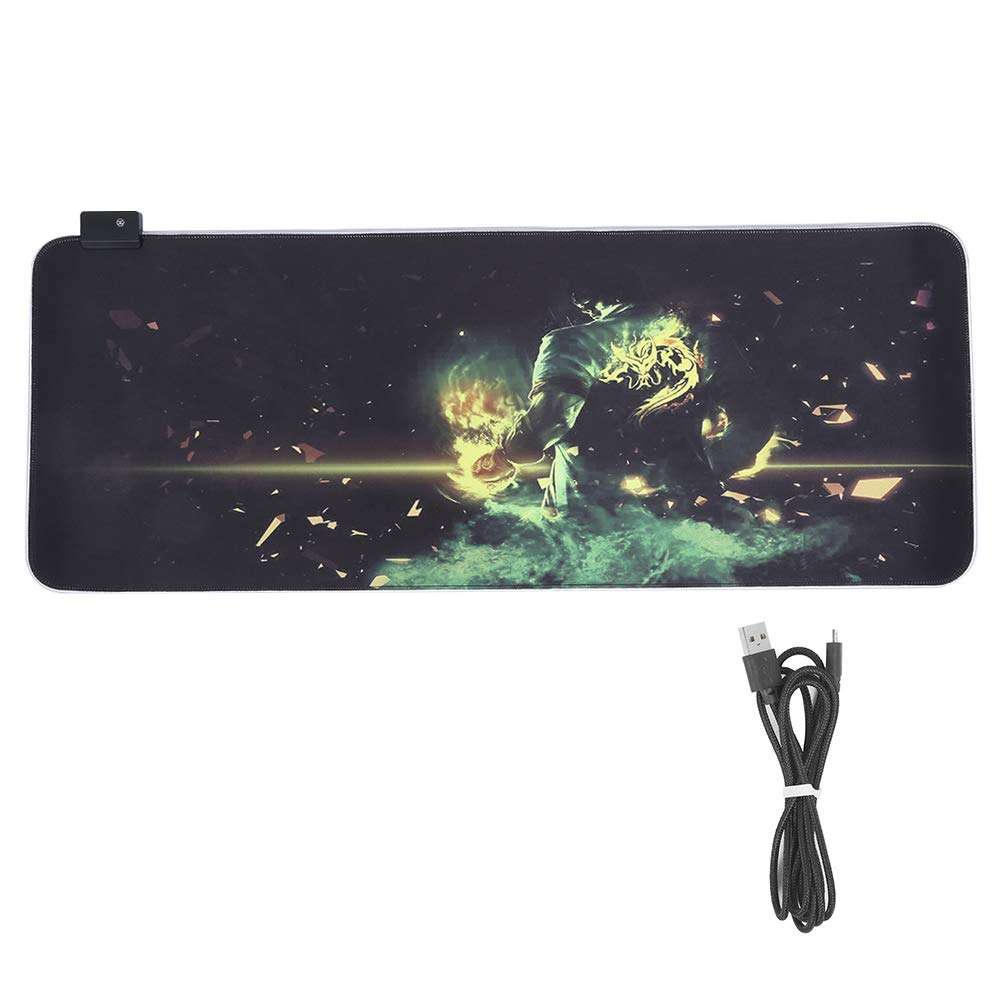 RGB Colorful LED Gaming Mousepad with USB Wired Keyboard Mat for PC Laptop, Luminous RGB Backlit Mousepad for Smooth Navigation
