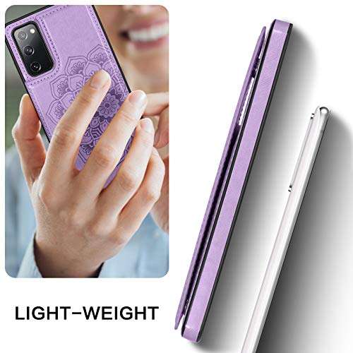 BENTOBEN Galaxy S20 FE Case,Phone Case Samsung S20 FE 5G,Slim Fit PU Leather Heavy Duty Rugged Shockproof Hybrid Hard PC Bumper Shockproof Protective Card Slot Cash Holder Girls Women Cover, Purple 4