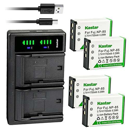 Kastar 4-Pack Battery and LTD2 USB Charger Replacement for Toshiba Camileo X200 Camileo X400 Camileo X416 Camileo X416 HD Camileo Z100 Medion Life P47011 Life X47023 MD86423 MD 86423 MD86695 MD 86695 1