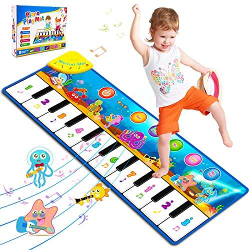 Foayex Valentines Day Gifts for Toddlers Boys & Girls Toys,Foldable Musical Toys, Learning Floor Mat with 8 Instrument Sounds-Touch Play for Early Education, Birthday Gifts for Baby Boys Girls 1