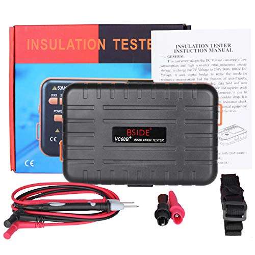 Bside VC60B+ Insulation Resistance Tester Digital Megohmmeter Electrician Megohm Meter DC 250/500/1000V, AC 750V Voltage Measurement 6
